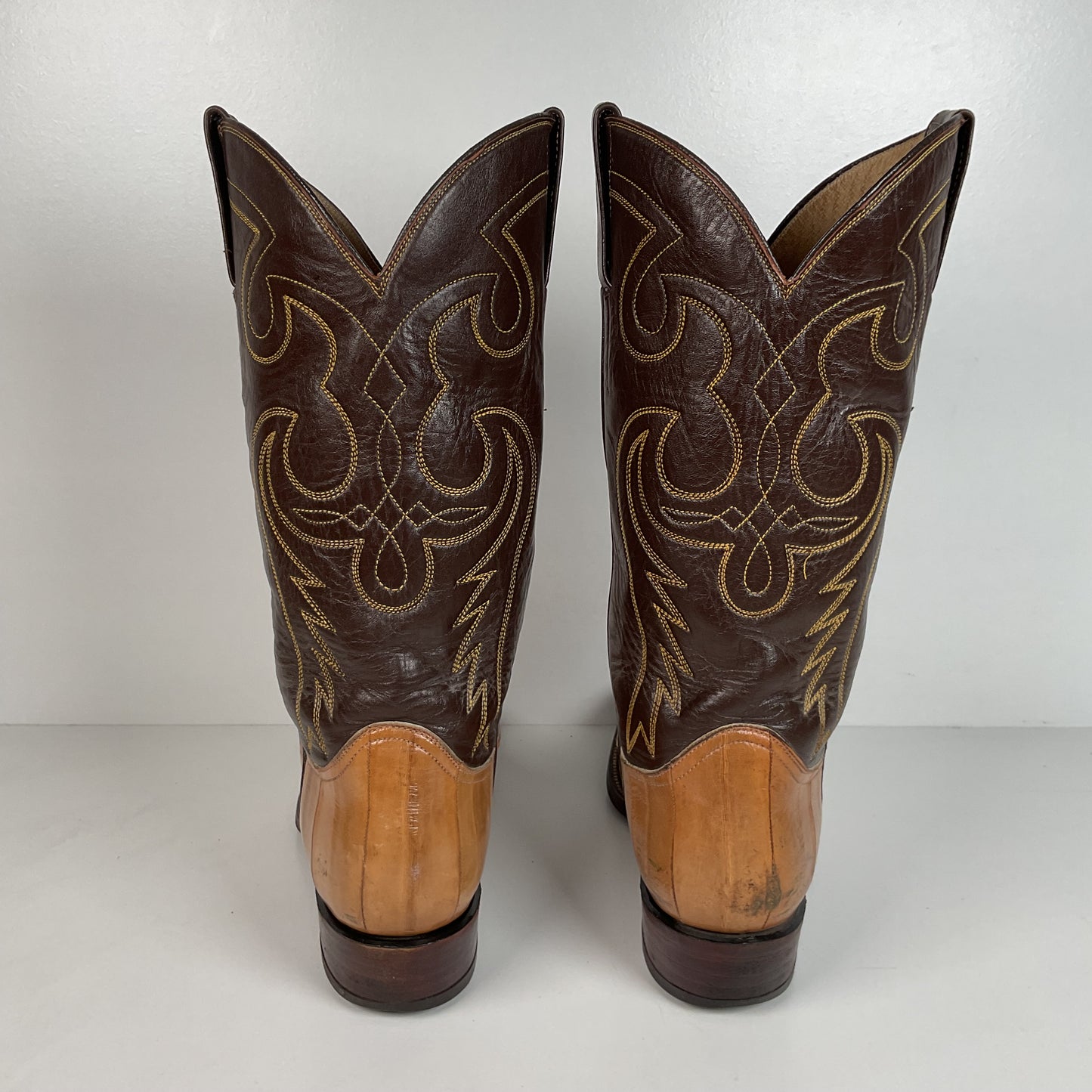 Vintage Eel Skin Cowboy Boots | Exotic | Butterscotch | Narrow | Men’s 11.5 B
