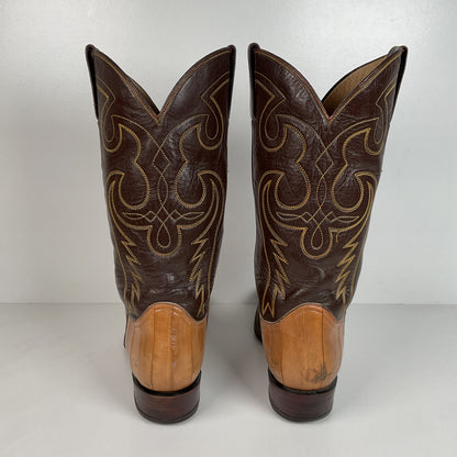 Vintage Eel Skin Cowboy Boots | Exotic | Butterscotch | Narrow | Men’s 11.5 B