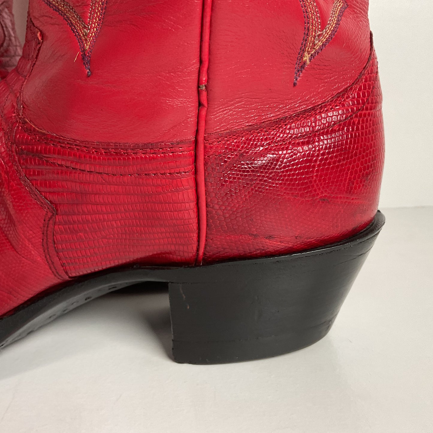 Vintage Justin Teju Lizard Cowboy Boots | USA Made | Ruby Red | Men’s 10.5 D
