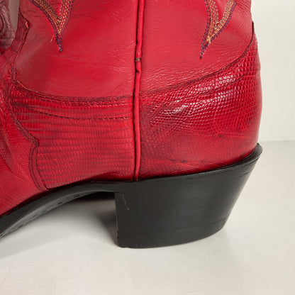 Vintage Justin Teju Lizard Cowboy Boots | USA Made | Ruby Red | Men’s 10.5 D