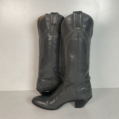 Vintage Justin Tall Grey Cowgirl Boots 7 B USA Made