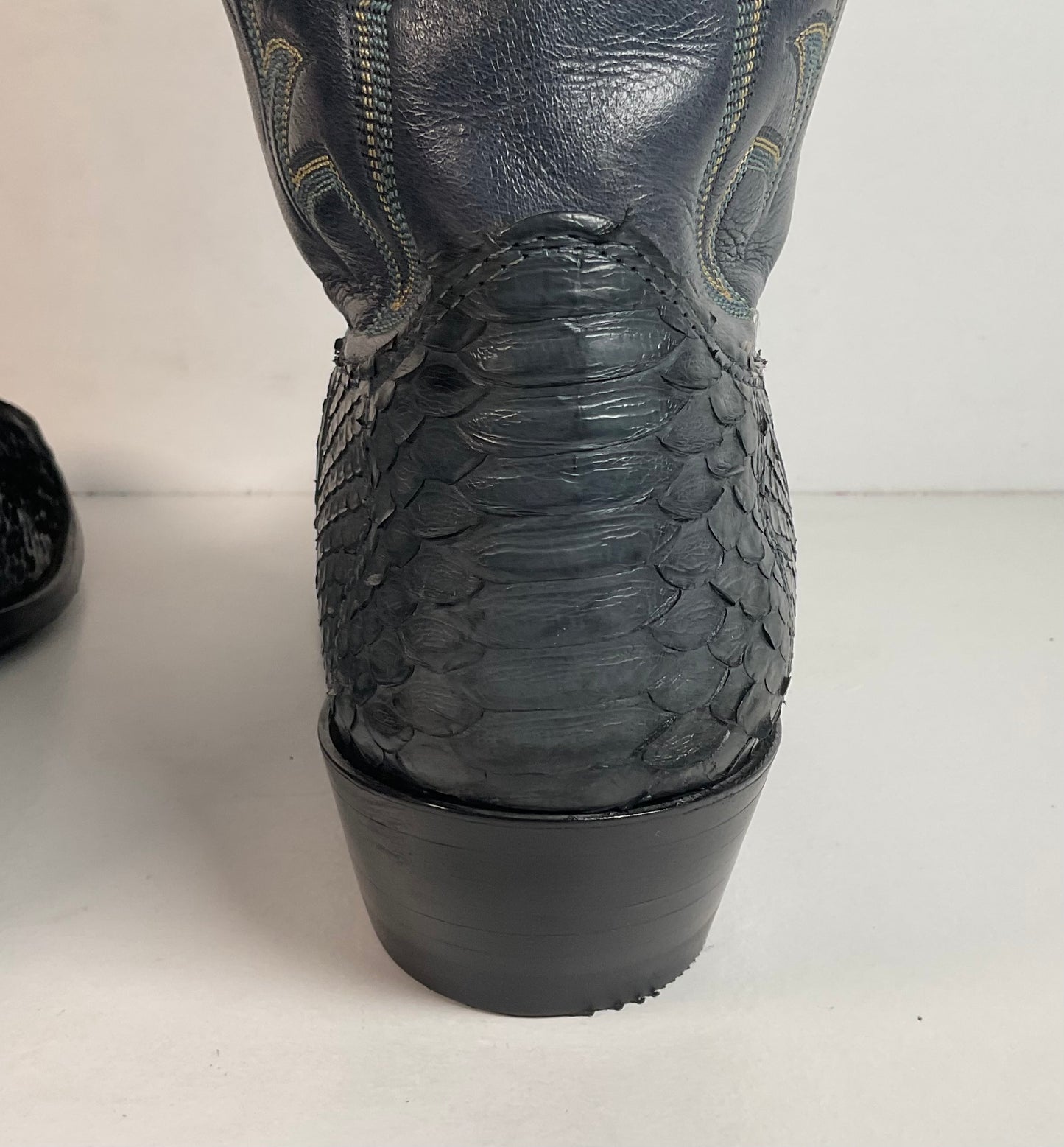 Vintage Nocona Dark Blue Python Snakeskin Cowboy Boots 12 D USA Made