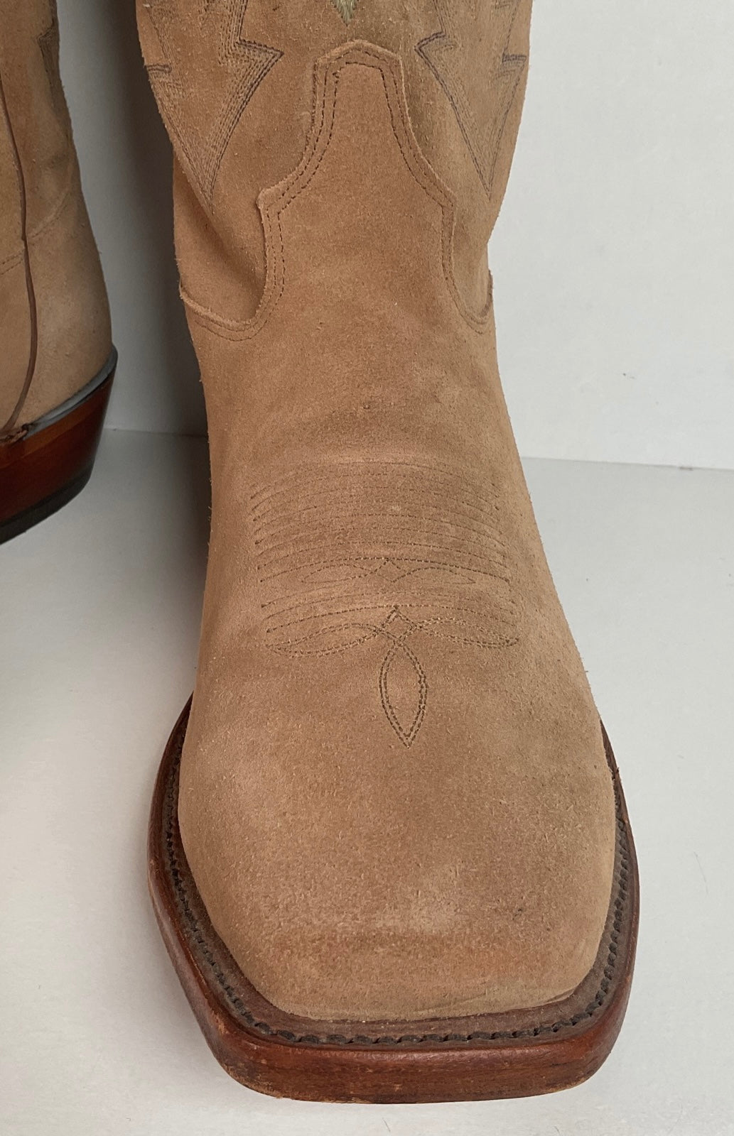 Tony Lama Suede Cowboy Boots | USA Made | Sand Mojave | 11.5 EE