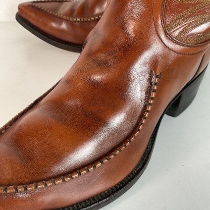 Vintage 1970s Dan Post Whip Stitch Cowboy Boots 9 D Stove Pipe