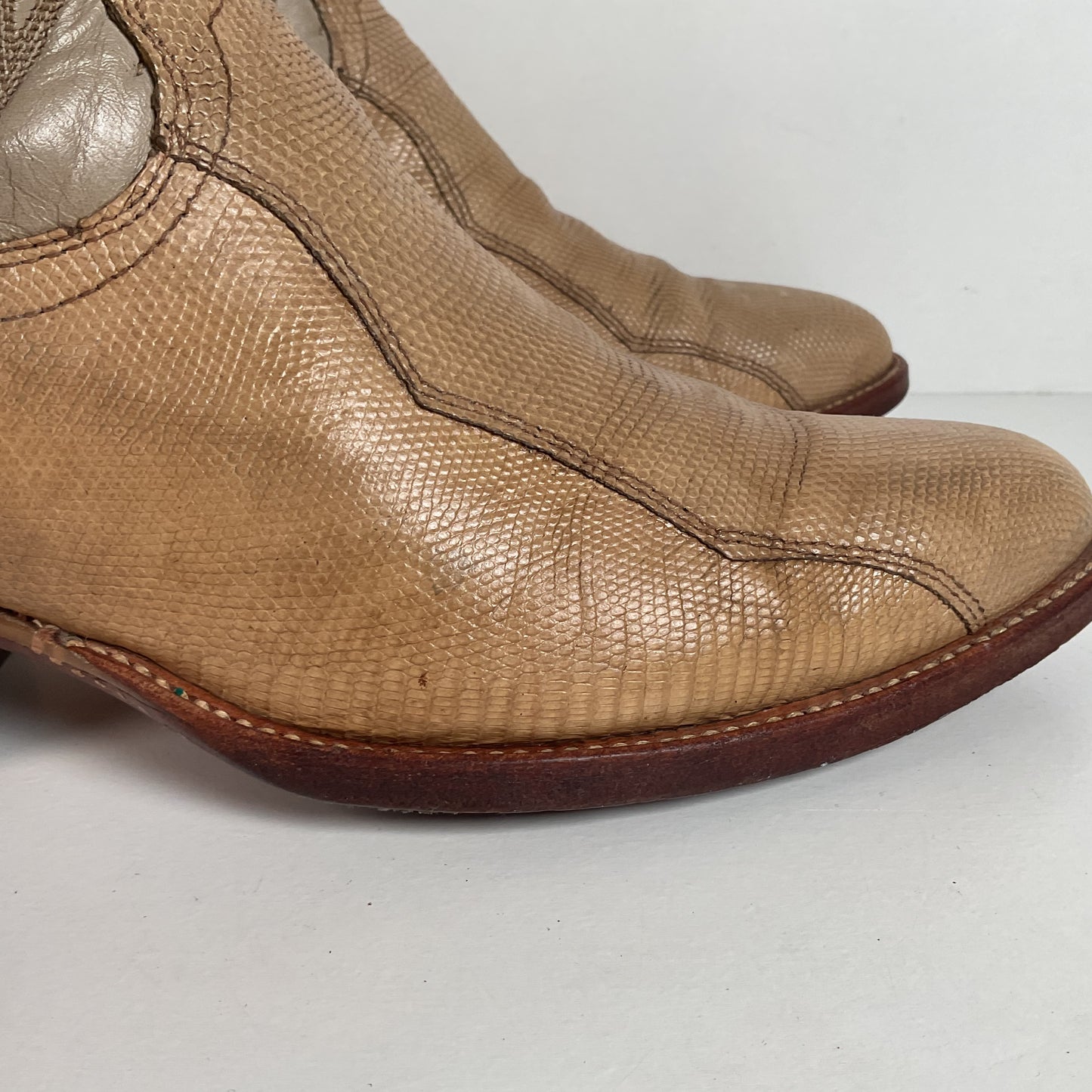 Vintage Dan Post Monitor Lizard Cowboy Boots | Golden Spur Collection | Blonde | 10 D
