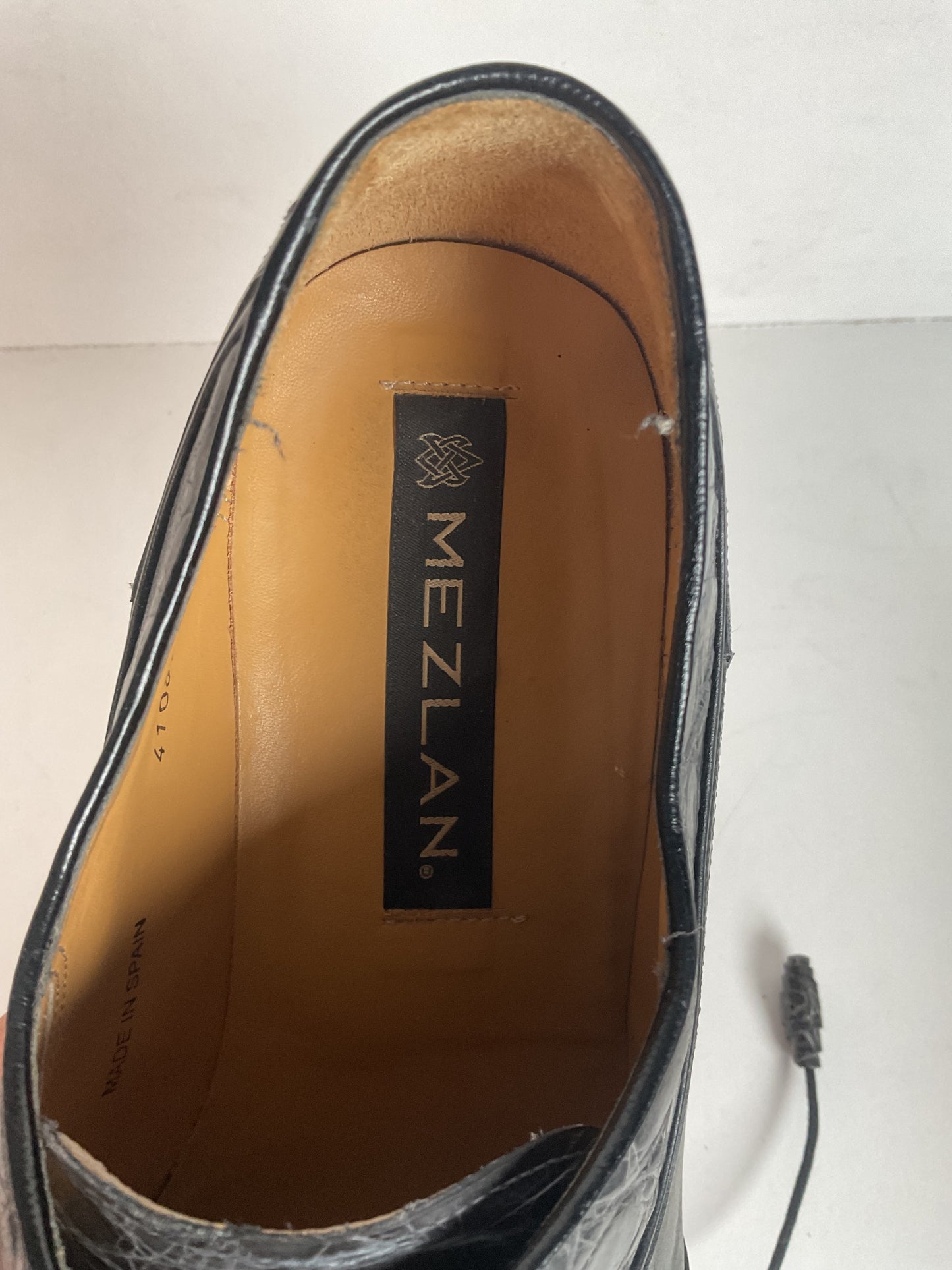 Mezlan Grey Crocodile Derby Shoes 10 M Exotic Bias Cut
