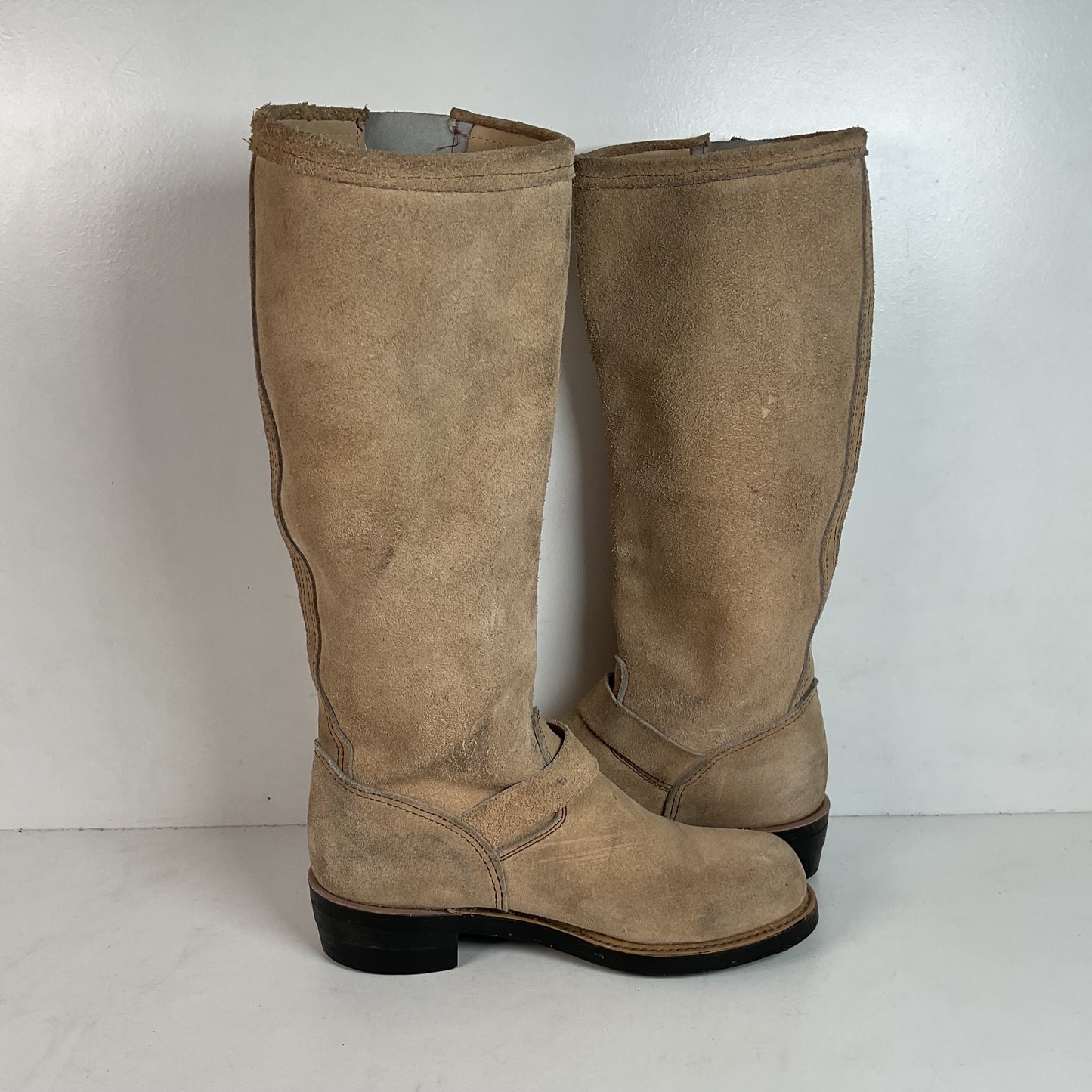 Vintage Georgia Tall Suede Harness Boots 9 M USA Made Soft Toe