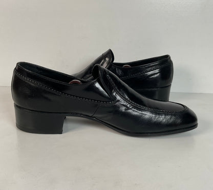 Vintage Florsheim Designer Collection | Apron Toe Loafers | 1970s | Black | 12 B