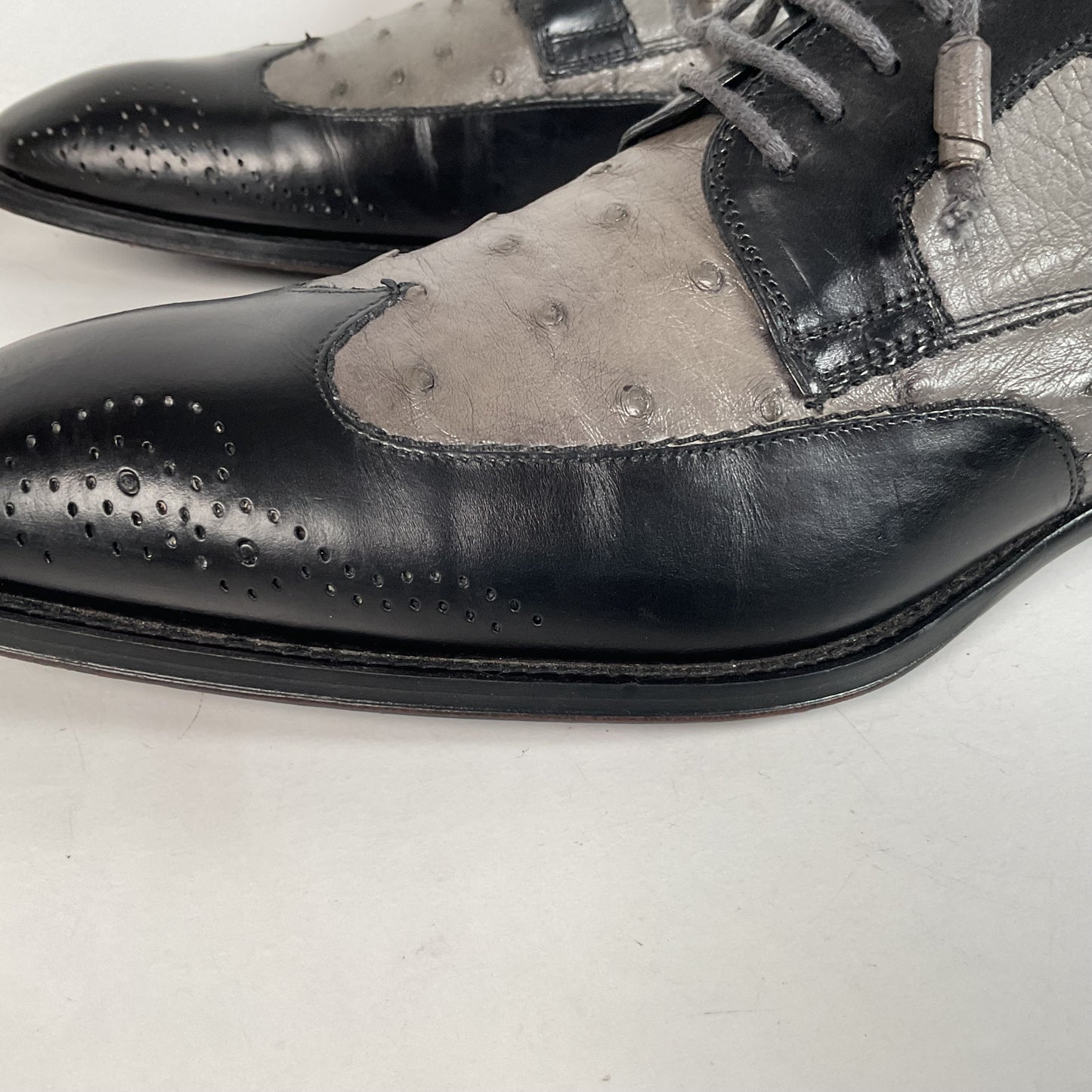Mezlan Ostrich Quill Medallion Shoes | Derby | Exotic | Men’s 9.5 M