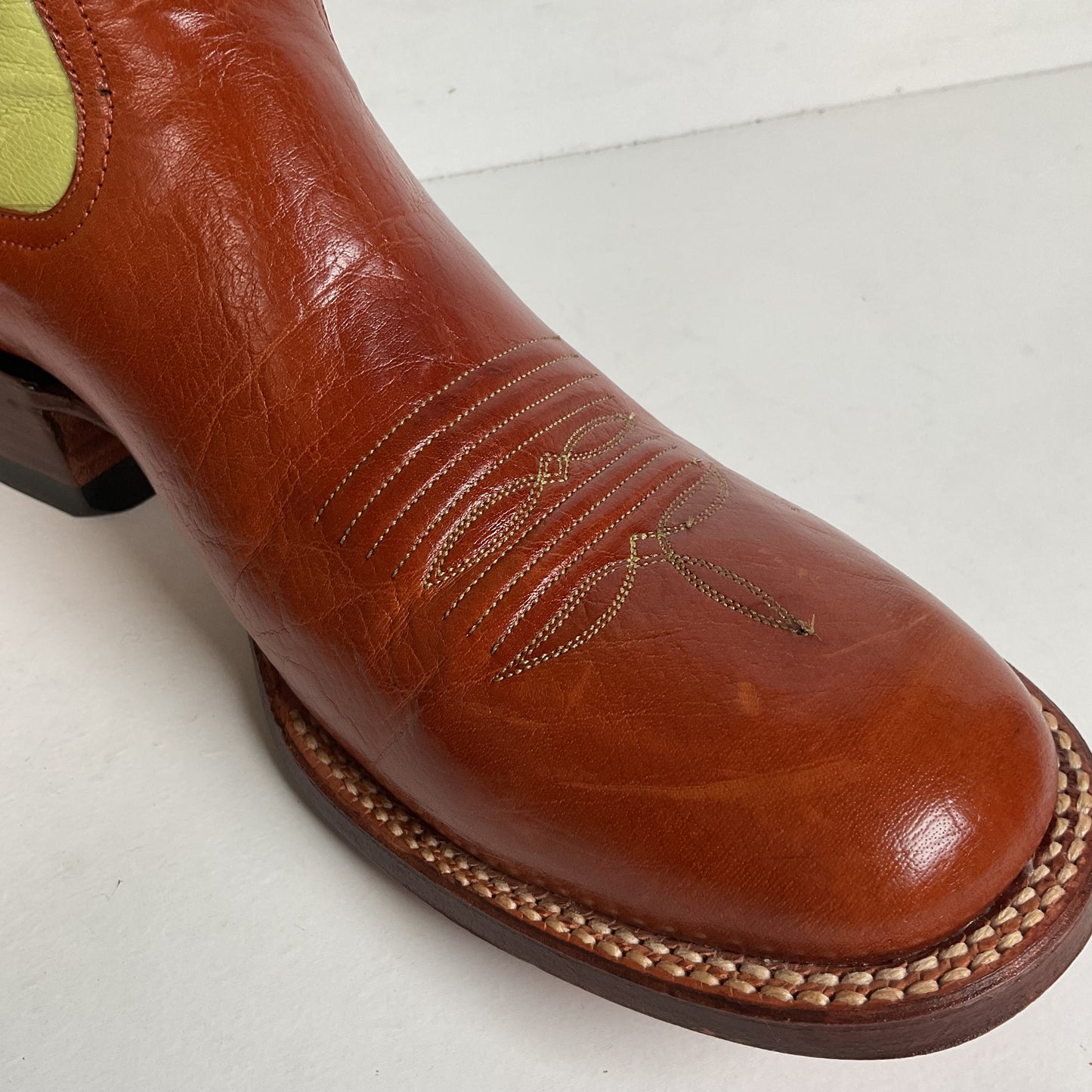 Rod Patrick Goat Skin Cowgirl Boots Men’s 8.5 B | Women’s 10 Collar Overlay