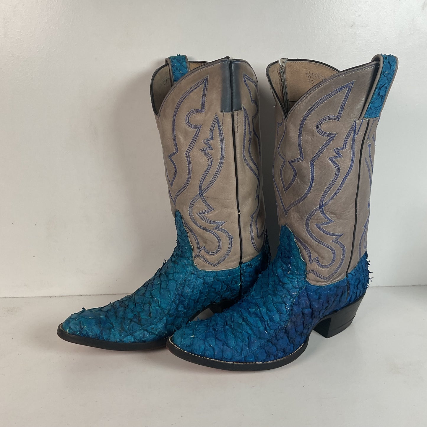Custom Blue Sea Bass Cowboy Boots Men’s 7.5 | Women’s 8.5 Exotic