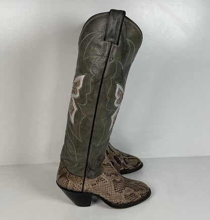 Vintage Justin Butterfly Cowgirl Boots | Snakeskin Inlay | USA Made | Women’s 5 B