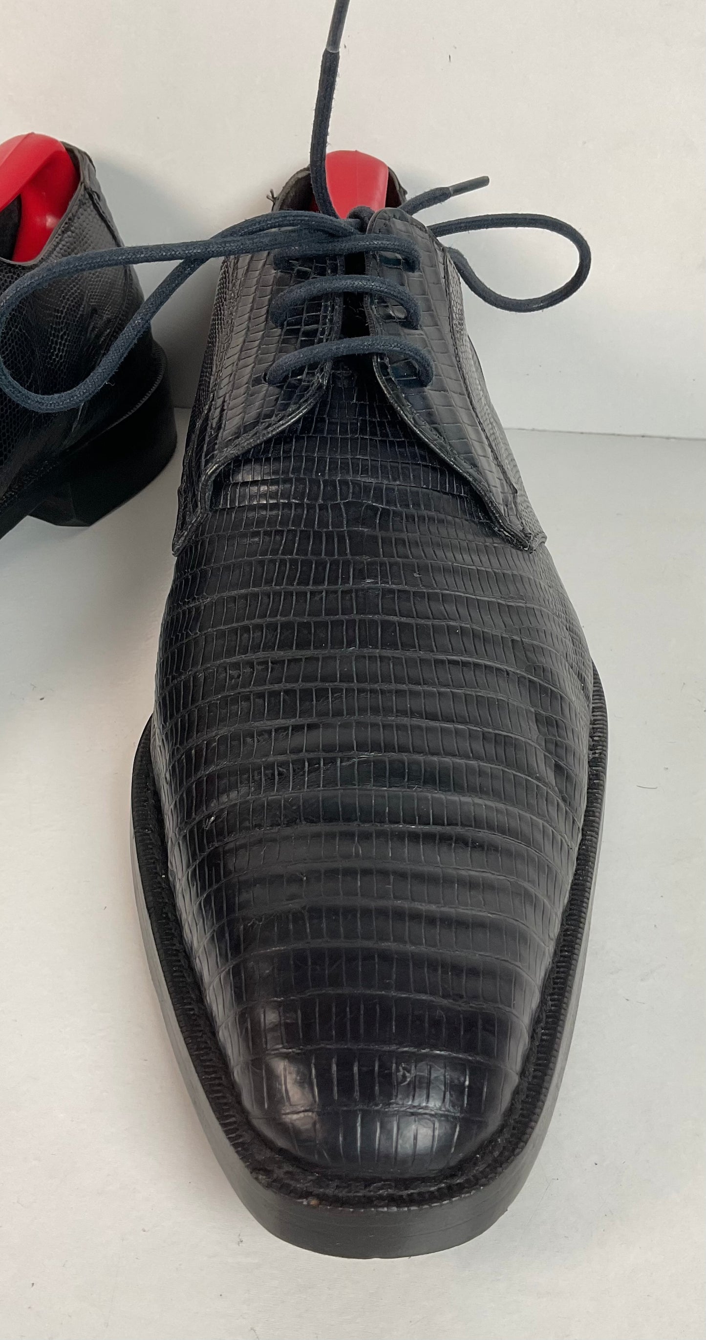 Mezlan Dark Blue Teju Lizard Derby Shoes 9 M Loafer Recraft