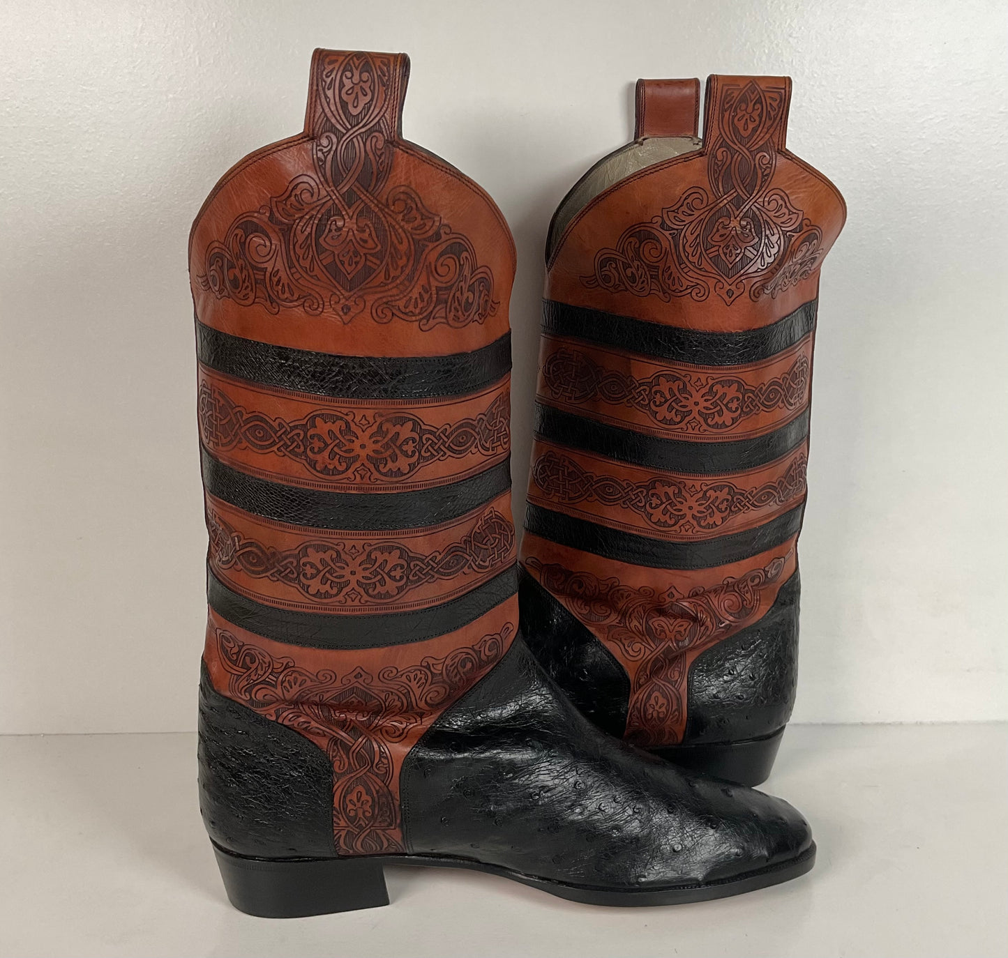 Vintage Lorenzo Banfi Western Boots | Ostrich & Crocodile | Set of (2) | 9 M