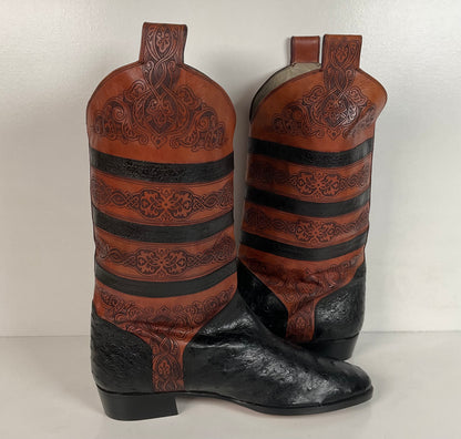 Vintage Lorenzo Banfi Western Boots | Ostrich & Crocodile | Set of (2) | 9 M