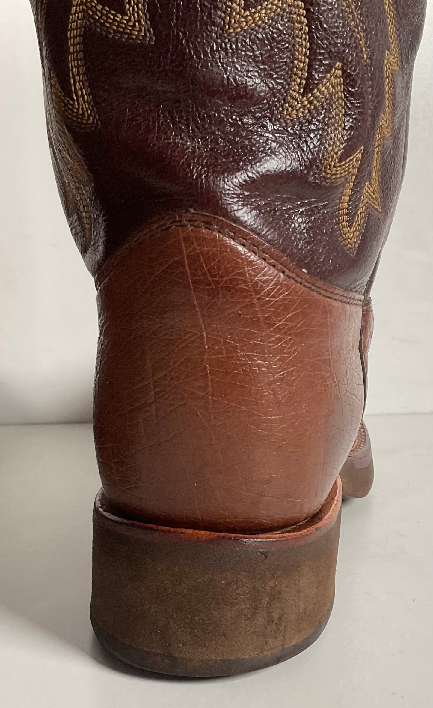 Justin Smooth Ostrich Tekno Crepe Roper Boots 8.5 EE USA Made Exotic
