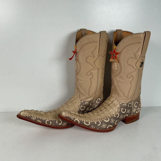 Los Altos Caiman Crocodile Boots | Exotic | Pointy Toe | Cream | Men’s 9 EE