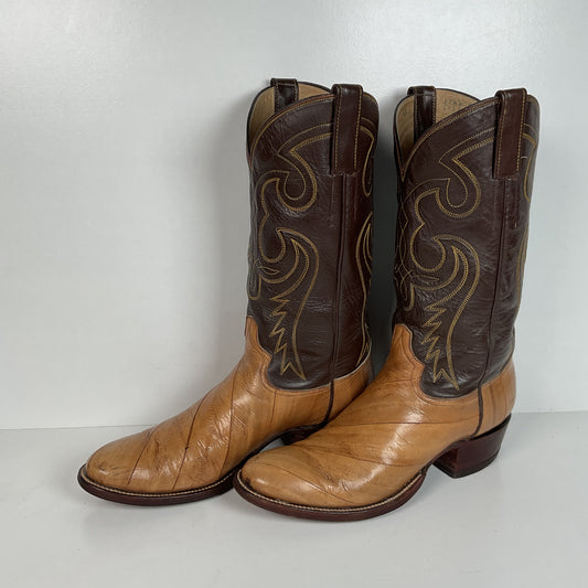 Vintage Eel Skin Cowboy Boots | Exotic | Butterscotch | Narrow | Men’s 11.5 B