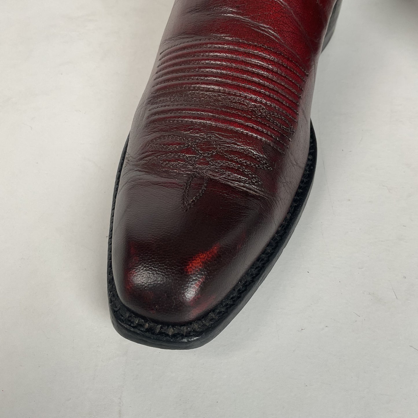 Custom Black Cherry Cowboy Boots | Goat Skin | Extra Narrow | 10.5 AA
