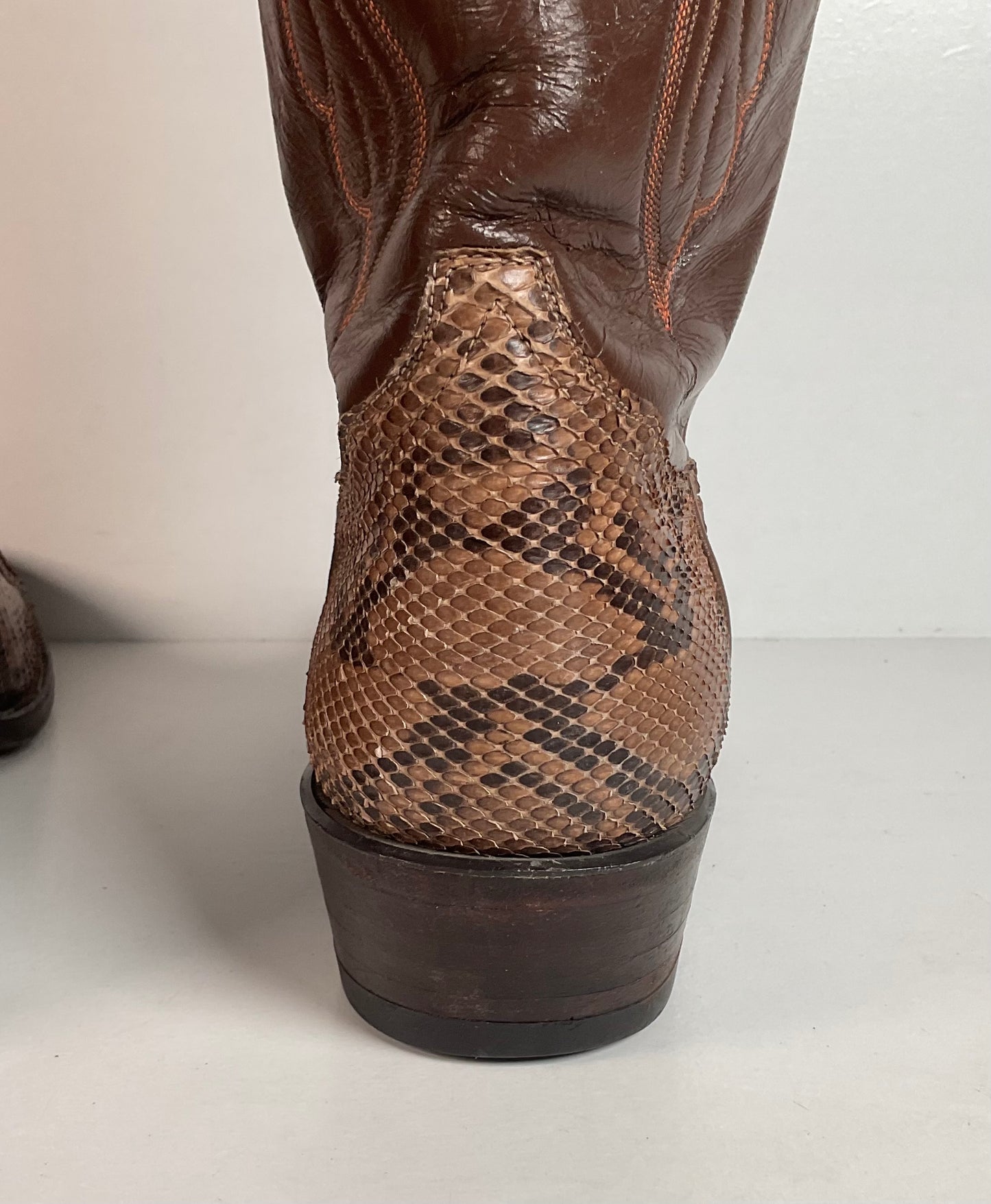 Vintage Tony Lama Python Snakeskin Cowboy Boots | USA Made | Gold Label | 10.5 D