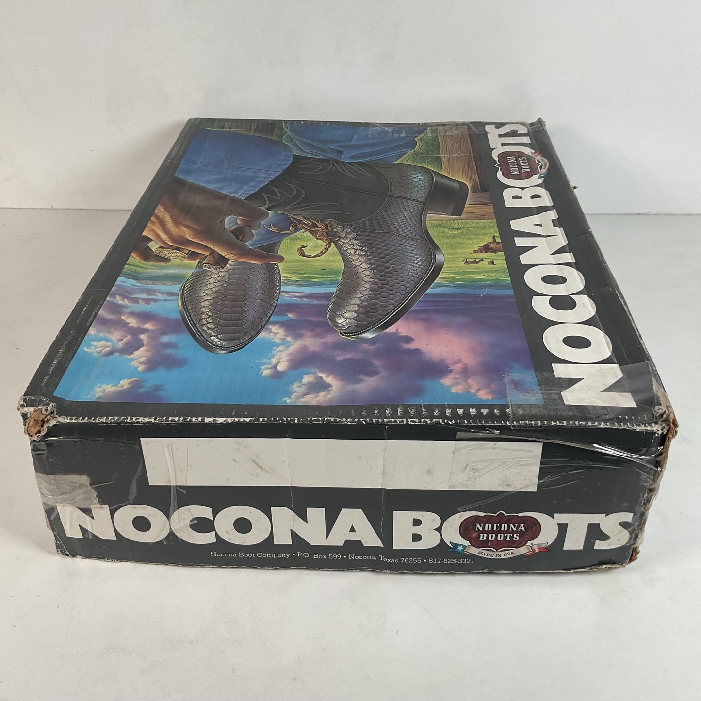 Vintage 1980s Nocona Cowboy Boot Box Only Alex Ebel Artwork