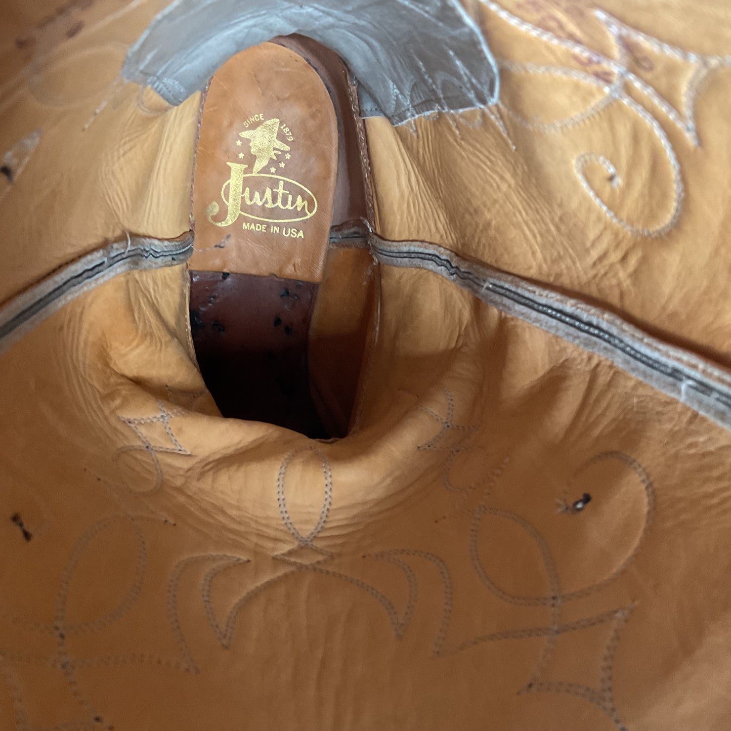 Vintage Justin Marbled Cowboy Boots | USA Made | Punchy | Grey | Men’s 9 D