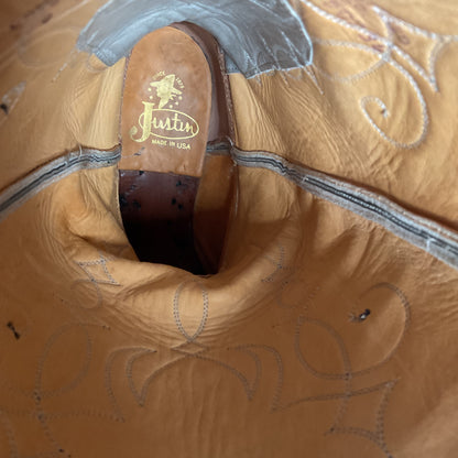 Vintage Justin Marbled Cowboy Boots | USA Made | Punchy | Grey | Men’s 9 D