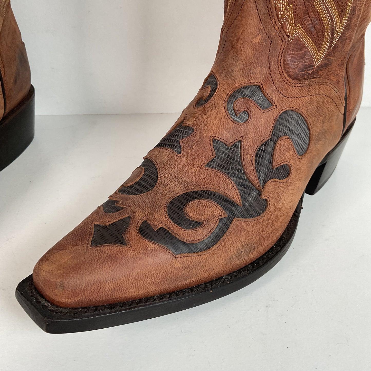 J. B. Dillon Goat Skin Cowboy Boots | Mad Dog | Tooled Inlays | Men’s 9 D