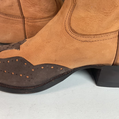 Nocona Wildebeest Wingtip Cowboy Boots Men’s 8.5 D USA Made Exotic Suede