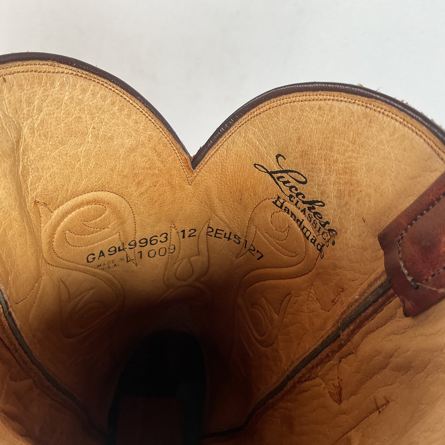 Lucchese Classics Handmade Cowboy Boots 12 EE Brown Bison Hide