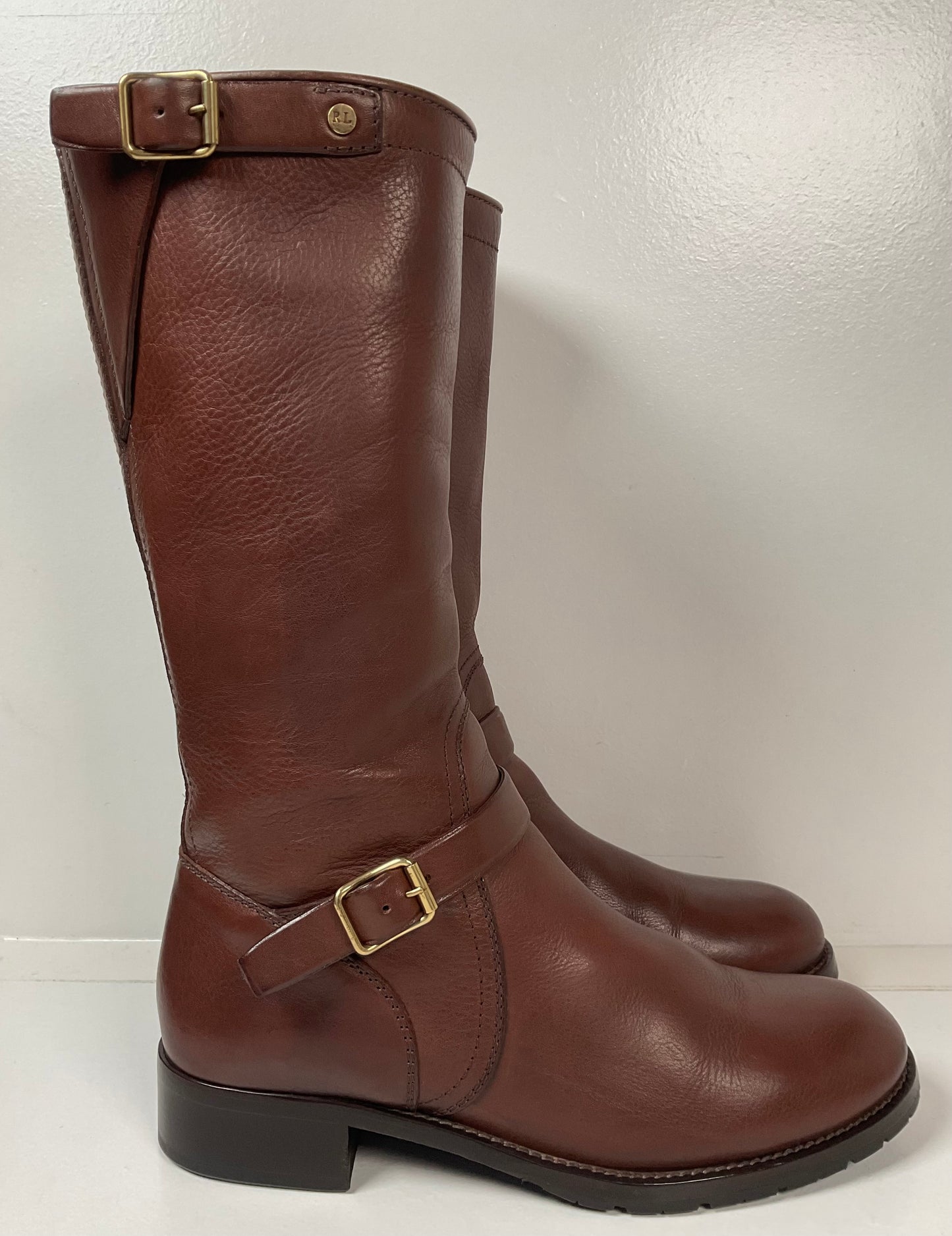 Ralph Lauren Purple Label Riding Boots 8.5 B Chilton Dark Oak Burnished