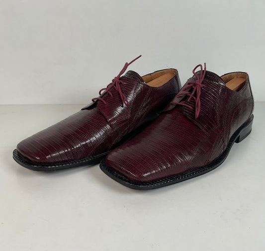 David Eden Teju Lizard Derby Shoes | Wine Red | Men’s 10.5