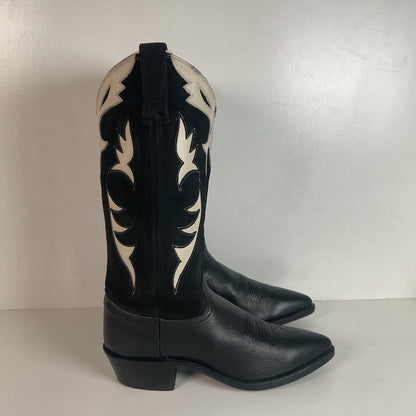Vintage Dan Post Cowgirl Boots 7 M USA Made Tooled Inlay