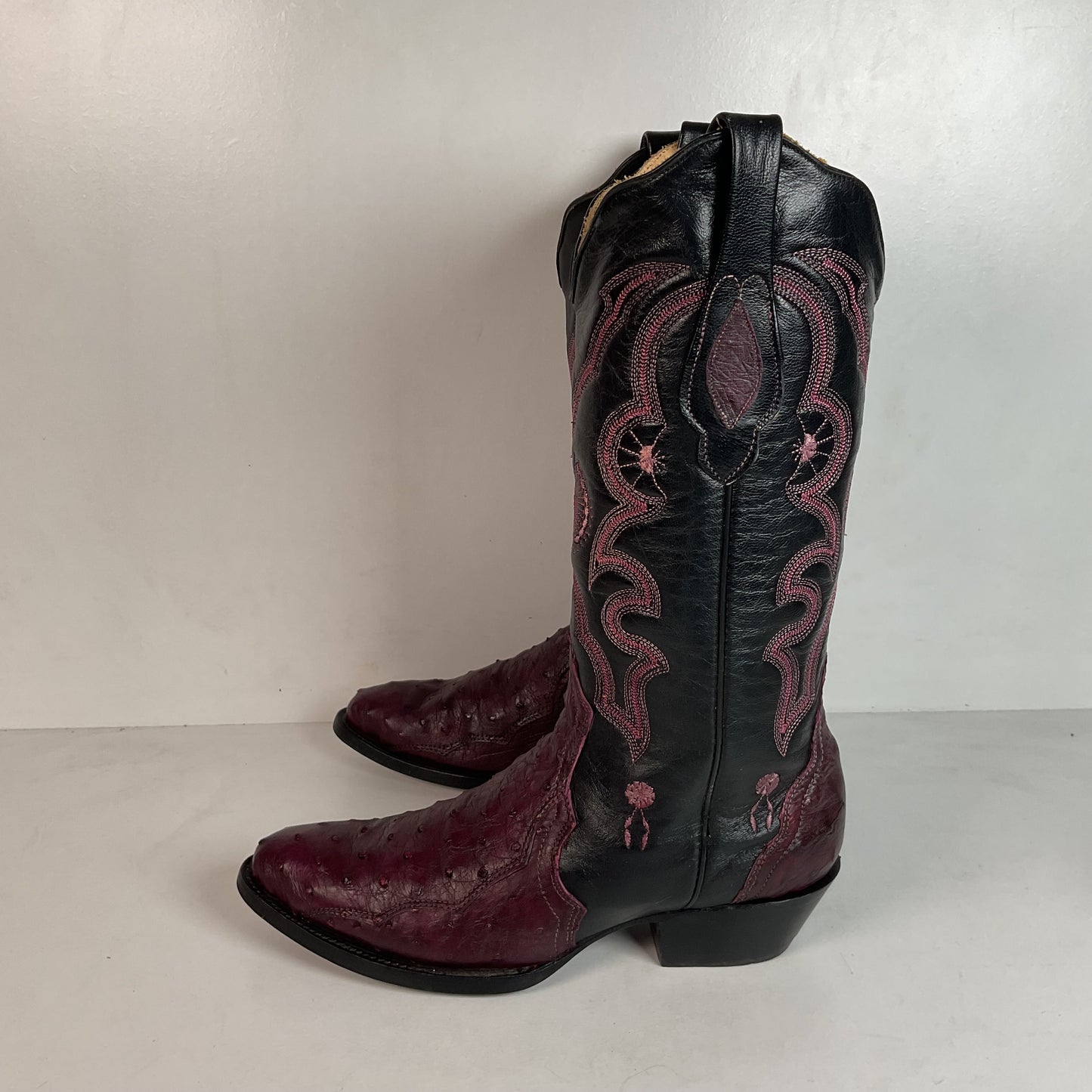 Corral Plum Ostrich Quill Cowgirl Boots 8 M Exotic Triad