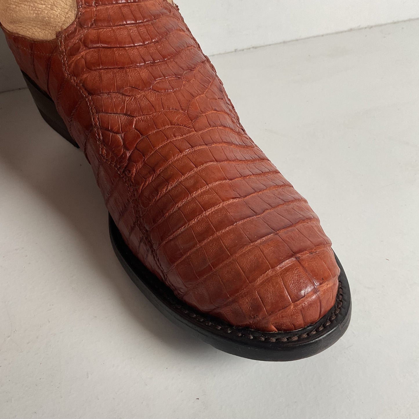 Tony Lama Royal Caiman Cowgirl Boots 7.5 M Belly Cut Tooled