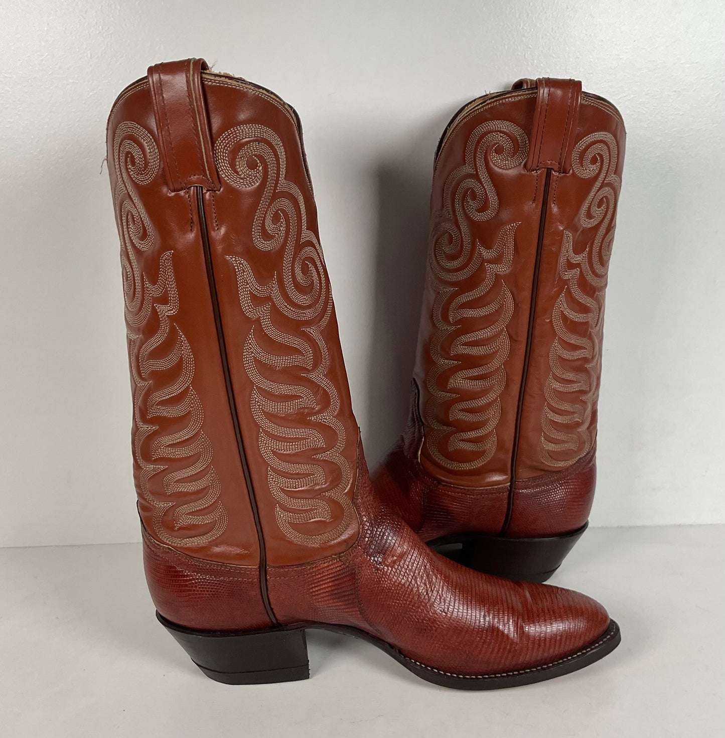 Vintage Tony Lama Teju Lizard Cowboy Boots | Gold Label | Narrow | Men’s 9.5 B