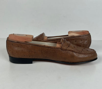 Helene Arpels Ostrich Quill Penny Loafers | Exotic | Brown | 10.5 B