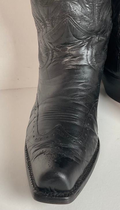 Vintage 1940s Brogue Wingtip Cowboy Boots 9.5-10 Leather Pull Tab Pee Wee