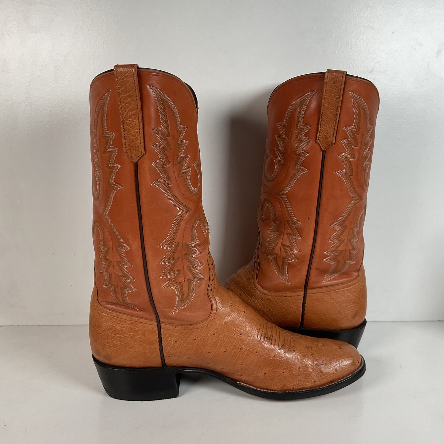 Rios Of Mercedes Smooth Ostrich Cowboy Boots 13 B Exotic USA Made
