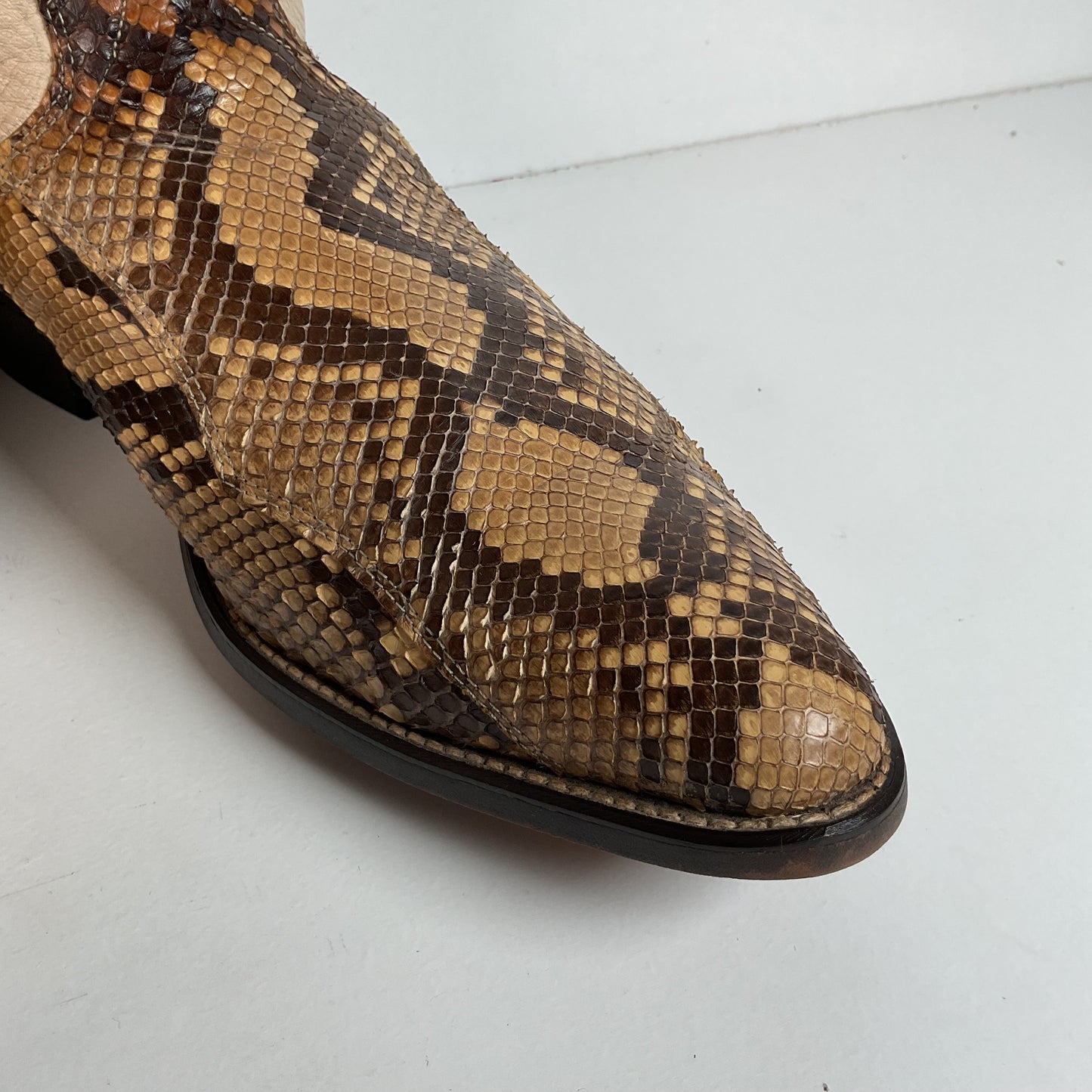 Vintage Laredo Front Cut Python Cowboy Boots 12 D USA Made Snakeskin