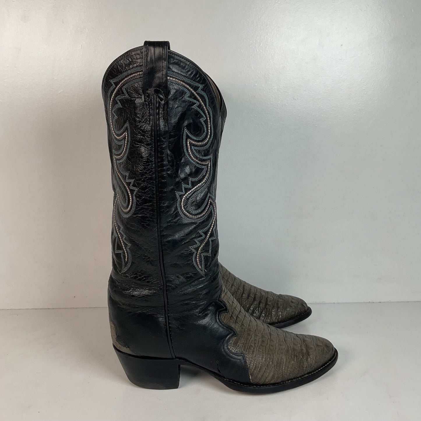 Vintage Larry Mahan Hornback Lizard Cowboy Boots 9.5 D Triad Thrashed HBL