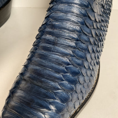 Vintage Nocona Python Snakeskin Cowboy Boots | USA Made | Royal Blue | 9.5 D
