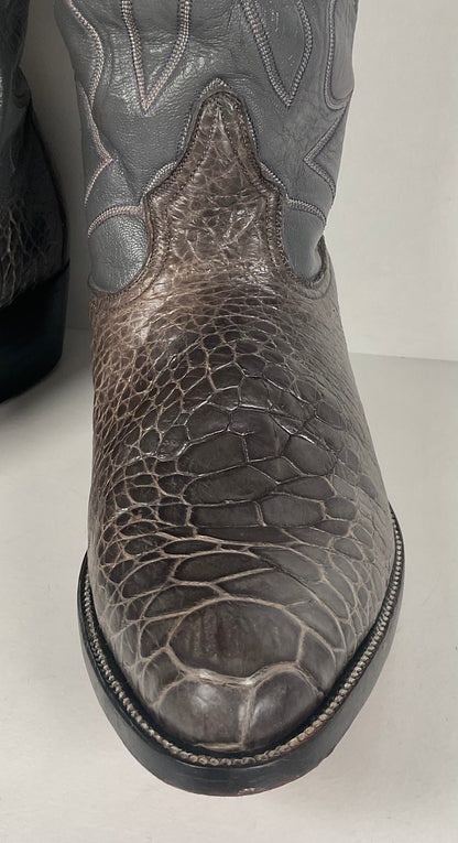 Vintage Exotic Cowboy Boots | Pre Ban | Grey | Wide | Men’s 10