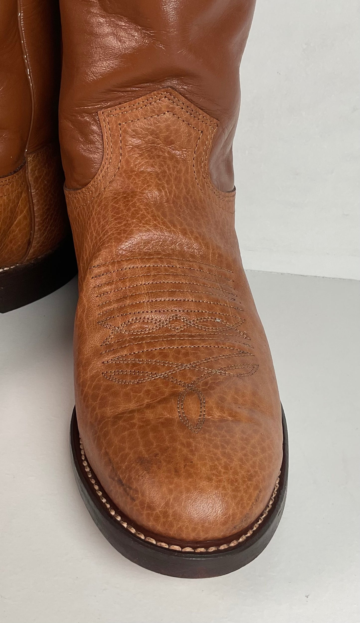 Vintage J. Chisholm Bullhide Roper Boots 9 D USA Made Original Box