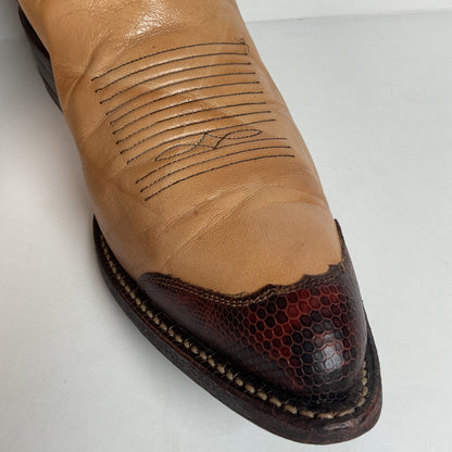 Vintage Tony Lama Teju Lizard Wingtip Cowboy Boots | Gold Label | Men’s 8.5 D