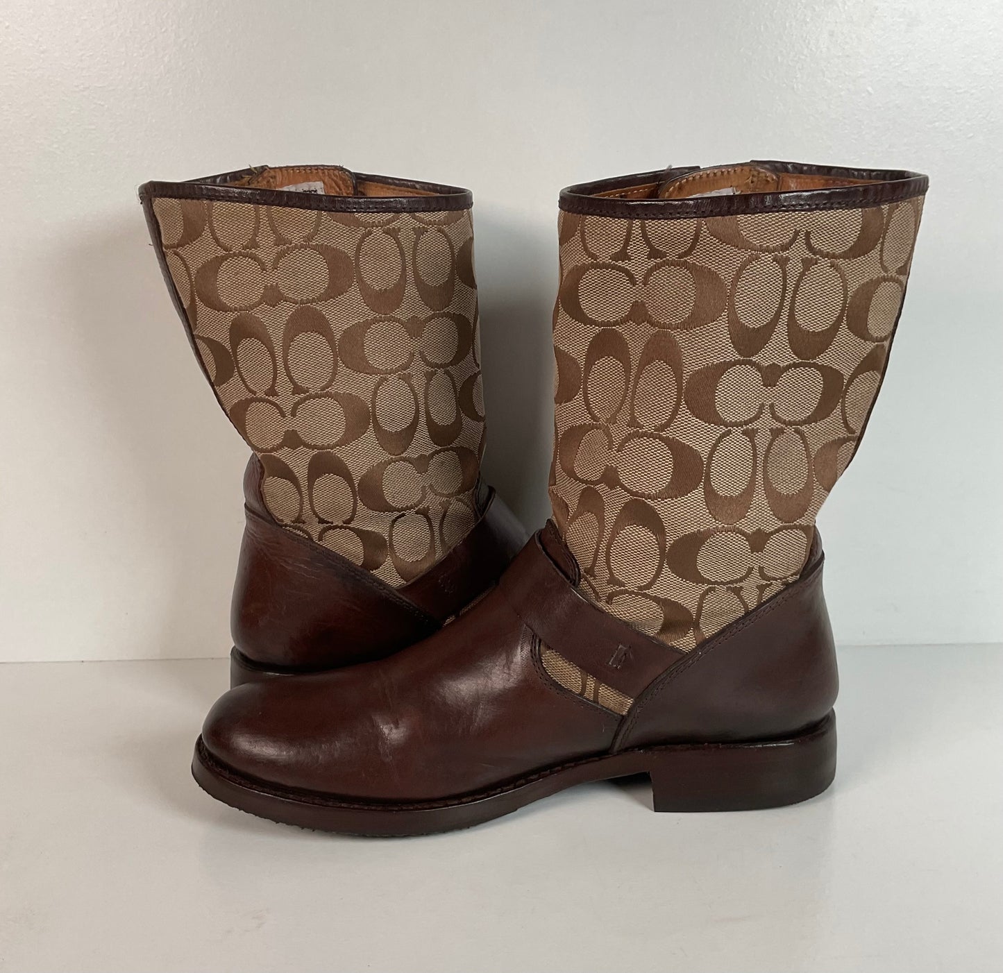 Frye for Coach Veronica Canvas Boots | Shorty | Engineer | 8 B