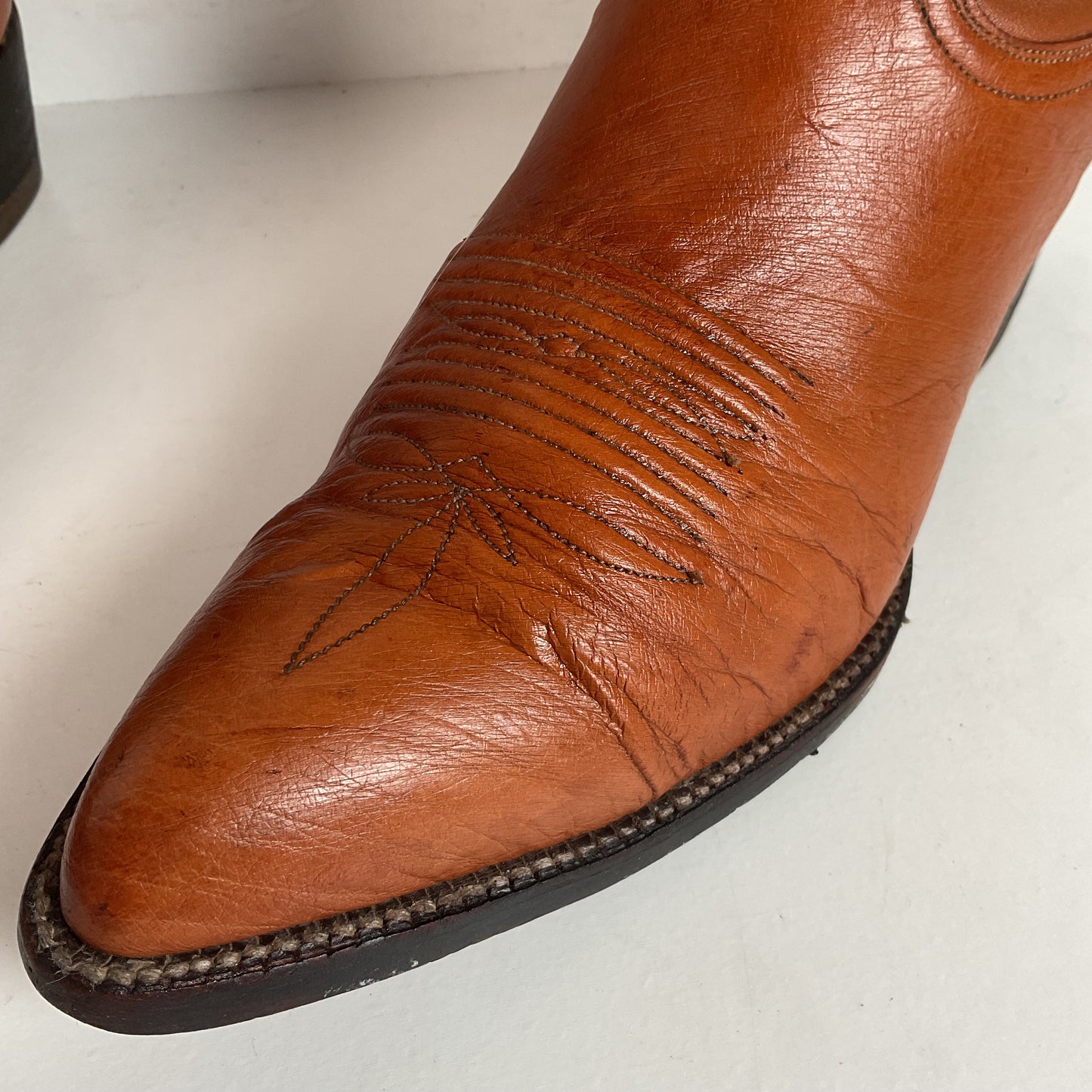 Custom Smooth Ostrich Cowboy Boots | Exotic | Tooled Inlay | Men’s 8.5