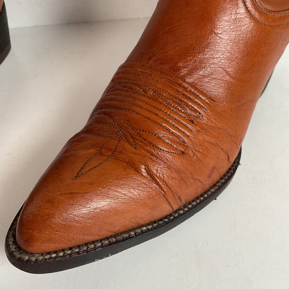 Custom Smooth Ostrich Cowboy Boots | Exotic | Tooled Inlay | Men’s 8.5