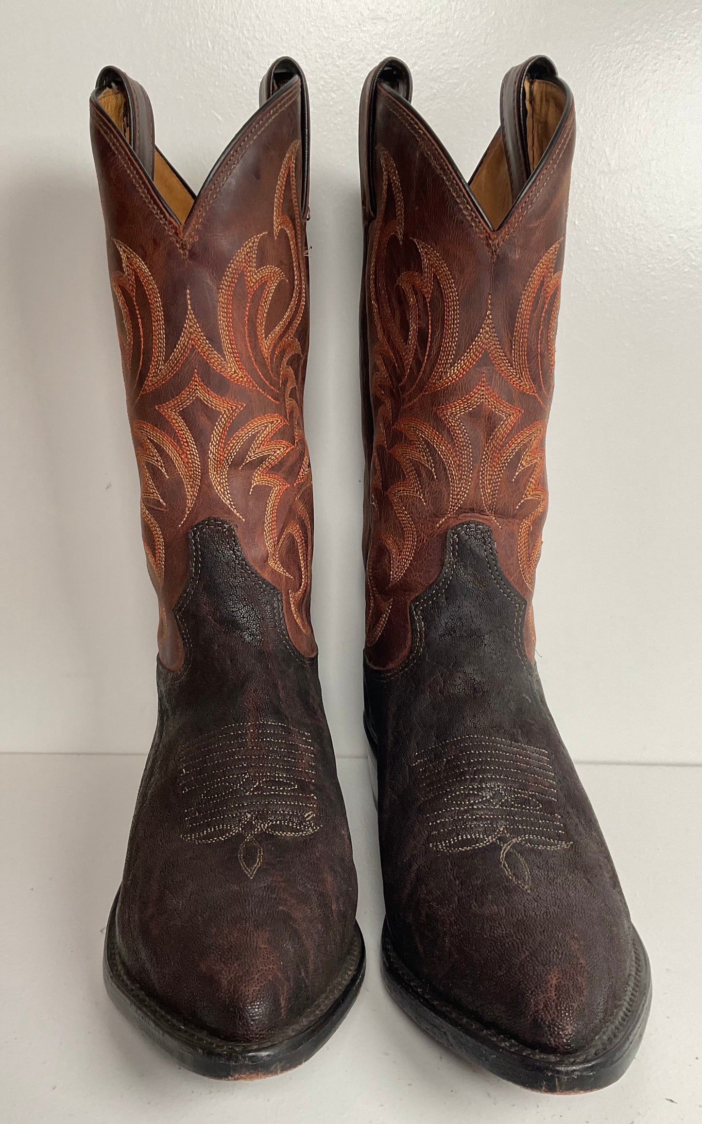 Tony Lama Men’s Vintage Chocolate Elephant Cowboy Boots 8.5 D Goat Top Exotic