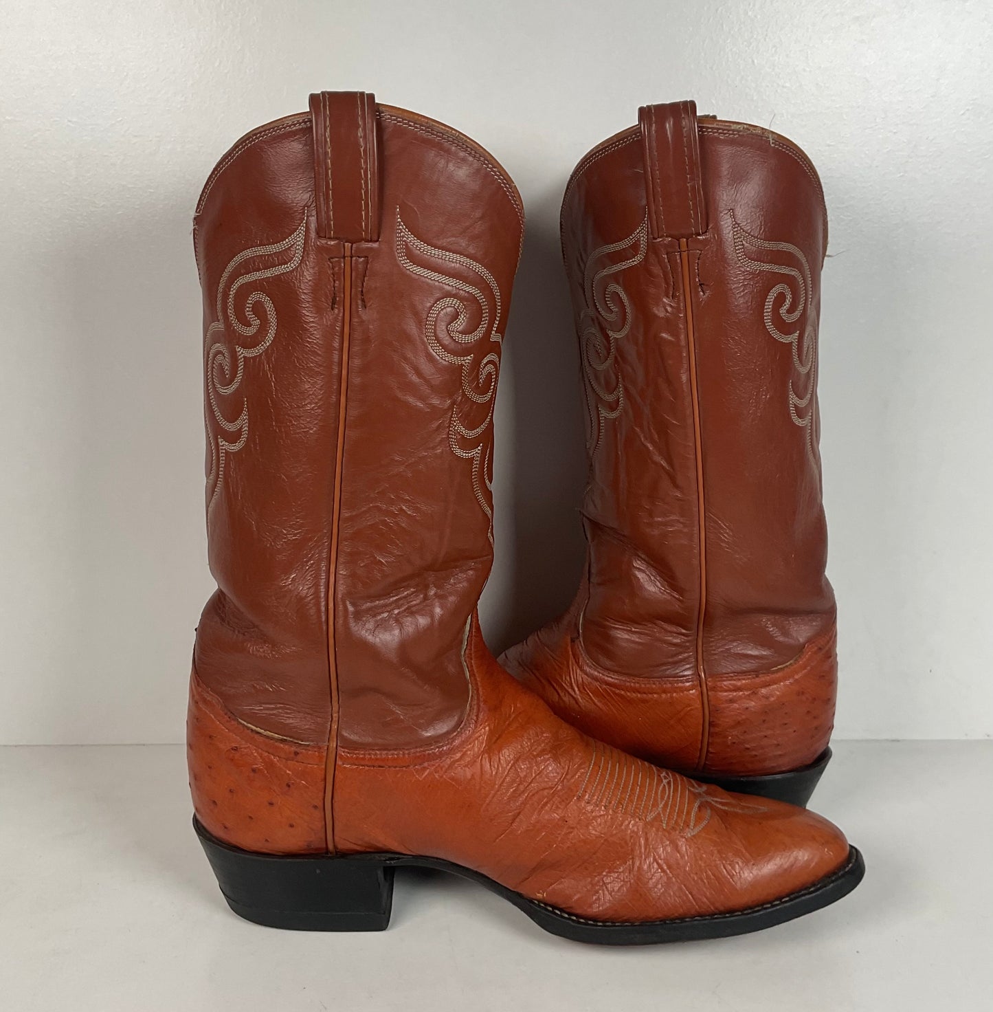 Vintage Tony Lama Smooth Ostrich Cowboy Boots | 1970s | Gold Label | Men’s 12 B